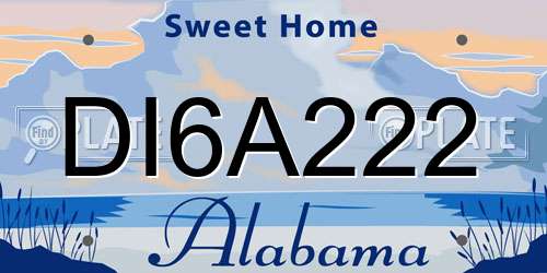 DI6A222 Alabama License Plate