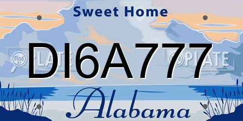 DI6A777 Alabama License Plate