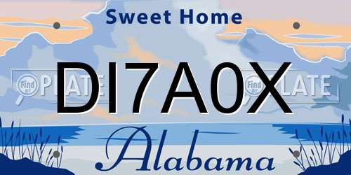 DI7A0X Alabama License Plate
