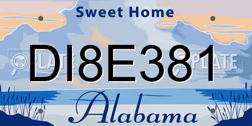 DI8E381 Alabama License Plate