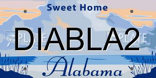 DIABLA2 Alabama License Plate