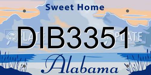 DIB3351 Alabama License Plate
