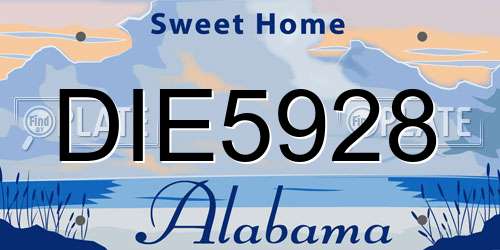 DIE5928 Alabama License Plate