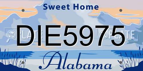 DIE5975 Alabama License Plate