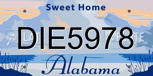 DIE5978 Alabama License Plate