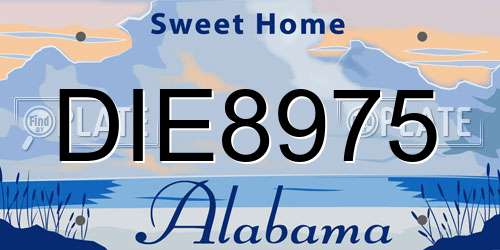 DIE8975 Alabama License Plate