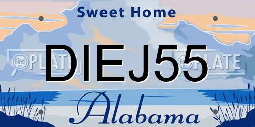 DIEJ55 Alabama License Plate