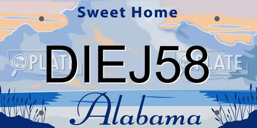 DIEJ58 Alabama License Plate