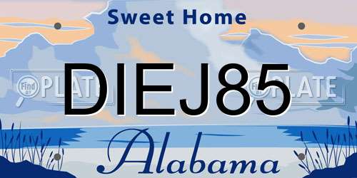 DIEJ85 Alabama License Plate