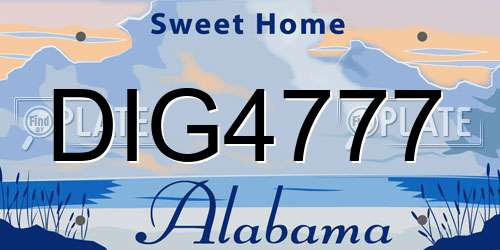DIG4777 Alabama License Plate