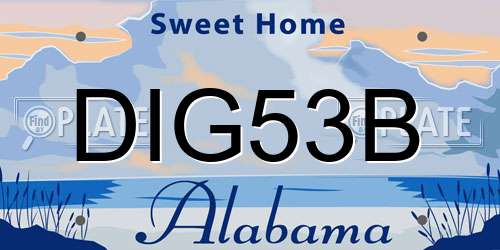 DIG53B Alabama License Plate