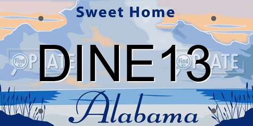 DINE13 Alabama License Plate