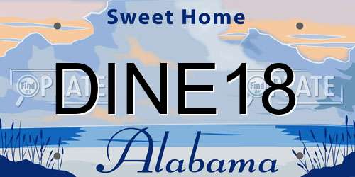 DINE18 Alabama License Plate