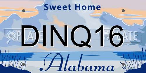 DINQ16 Alabama License Plate