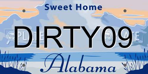 DIRTY09 Alabama License Plate