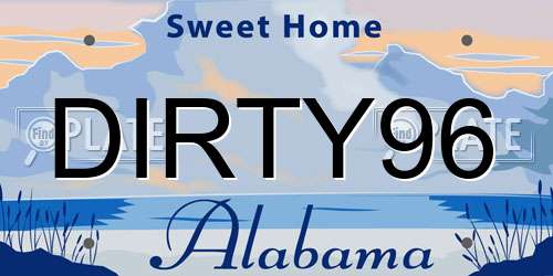 DIRTY96 Alabama License Plate