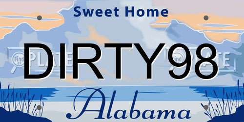 DIRTY98 Alabama License Plate