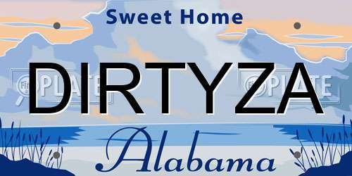 DIRTYZA Alabama License Plate