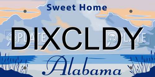 DIXCLDY Alabama License Plate