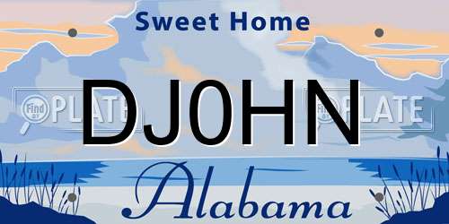 DJ0HN Alabama License Plate