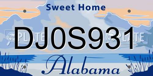 DJ0S931 Alabama License Plate