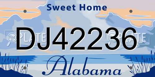 DJ42236 Alabama License Plate