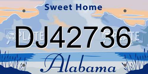 DJ42736 Alabama License Plate