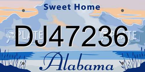 DJ47236 Alabama License Plate