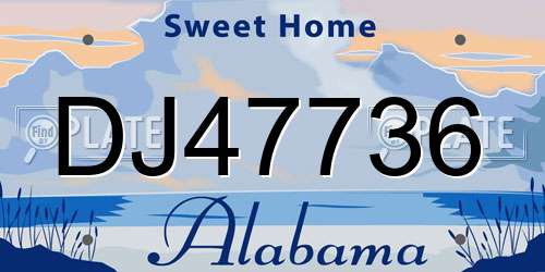 DJ47736 Alabama License Plate