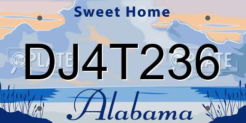 DJ4T236 Alabama License Plate