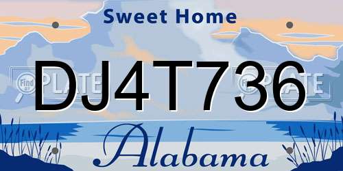 DJ4T736 Alabama License Plate