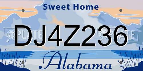 DJ4Z236 Alabama License Plate