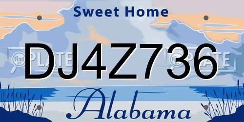 DJ4Z736 Alabama License Plate
