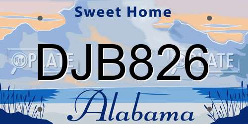 DJB826 Alabama License Plate