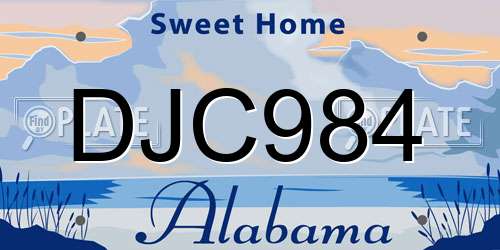 DJC984 Alabama License Plate