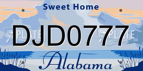 DJD0777 Alabama License Plate
