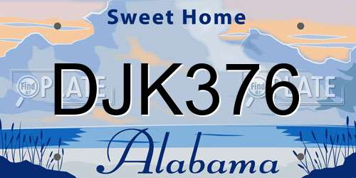 DJK376 Alabama License Plate