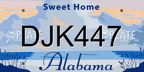 DJK447 Alabama License Plate