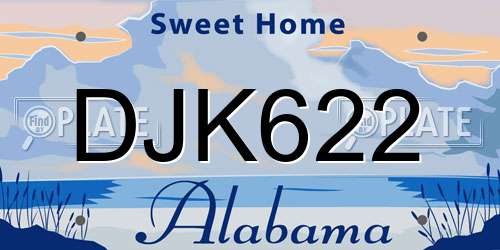 DJK622 Alabama License Plate