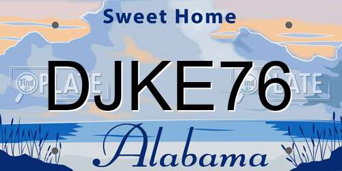 DJKE76 Alabama License Plate