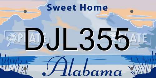 DJL355 Alabama License Plate