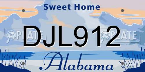 DJL912 Alabama License Plate