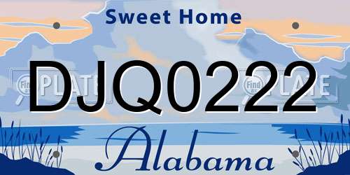 DJQ0222 Alabama License Plate