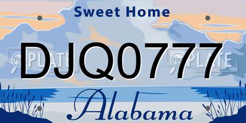 DJQ0777 Alabama License Plate