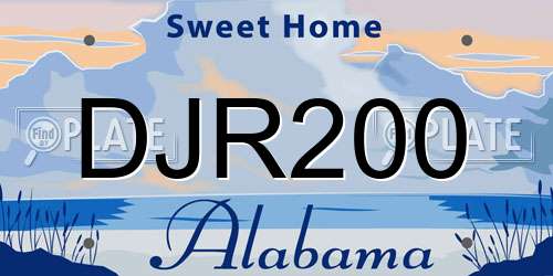 DJR200 Alabama License Plate