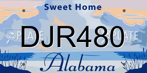 DJR480 Alabama License Plate