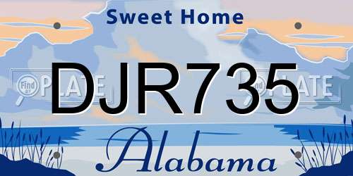 DJR735 Alabama License Plate