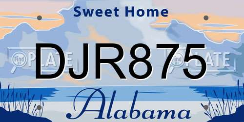 DJR875 Alabama License Plate