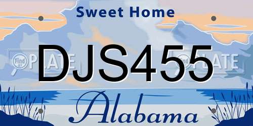 DJS455 Alabama License Plate
