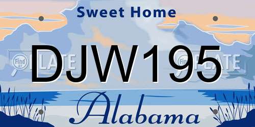 DJW195 Alabama License Plate
